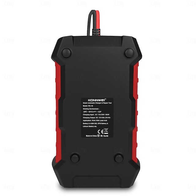  Fyautoper konnwei rc-10 12v 10 a 24v 5a caricabatteria per auto caricabatteria completamente automatico ricarica rapida riparazione a impulsi caricabatteria al piombo acido agm gel