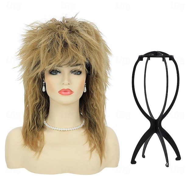  80-е годы Тина Рок-дива костюм парик для женщин большие волосы блондинка 70-е 80-е годы рокер-кефаль парики глэм-панк-рок рок-звезда косплей парик для Хэллоуина с подставкой для парика 3 шт.