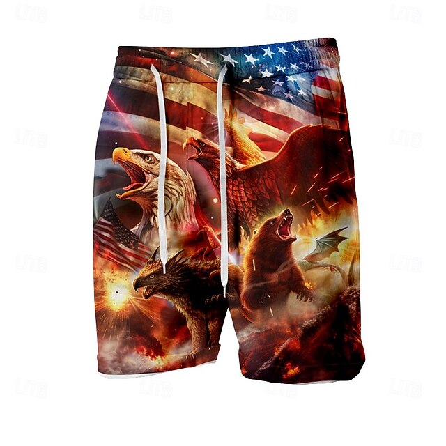 Men's Flag Eagle American Flag Swimming Trunks Board Shorts Shorts Mid Waist Fashion Streetwear Designer Casual Daily Holiday Pocket Drawstring Elastic Waist Designer Clothing Apparel4