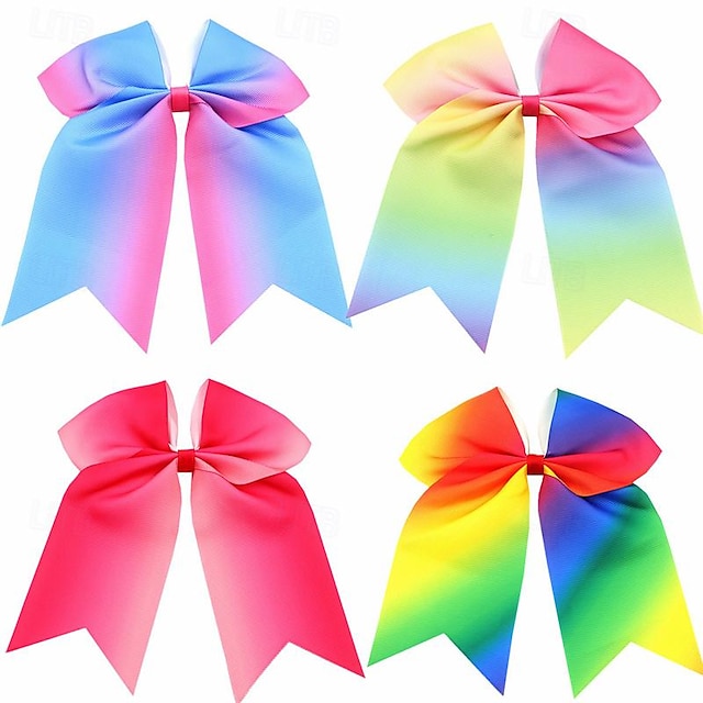  4 Stück Pride Schleife Lederband Haarschleife Fadenband großer Schwalbenschwanz Farbverlauf Regenbogenband Kopfbedeckung
