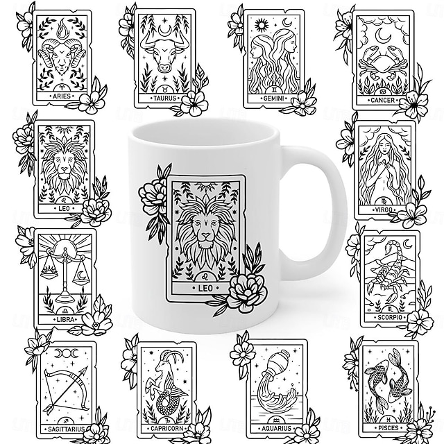  1 stk zodiac kaffekop nyhed kop par stil kaffekop 11 oz keramisk kop keramisk kop gave til familiefest
