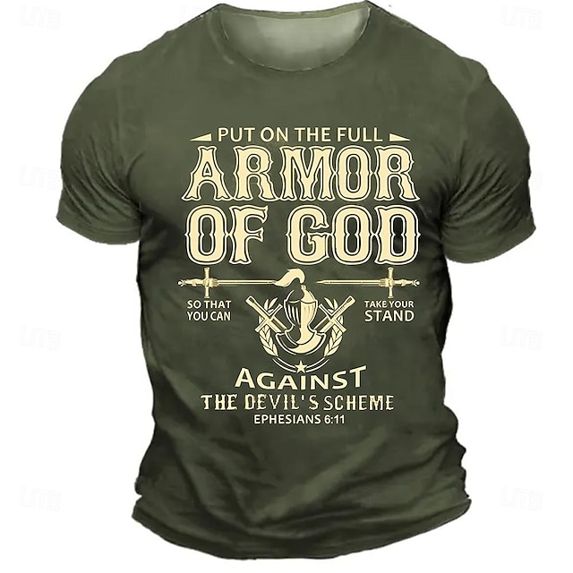  Bible Ephesians Put On The Full Armor Of God So That You Can Take Your Stand Against The Devils Scheme Ephesians 611 Knights Templar Letter Religious Athleisure Street Style Mens 3d Print Tee
