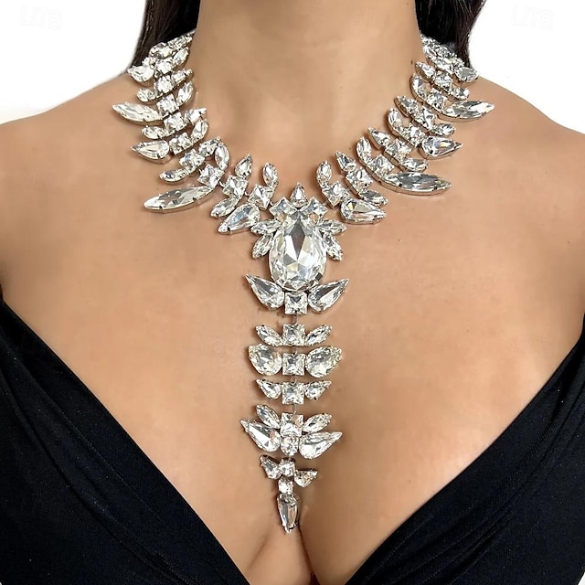  Pendant Necklace Rhinestones Women's Luxury Tassel Transparent Wedding Y Shaped Necklace For Wedding Party