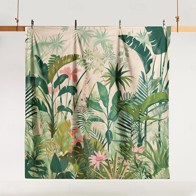  3-teiliges Bettbezug-Set aus 100 % Baumwolle mit tropischen Regenwaldpflanzen und Plüsch-Serie für den Sommer, weich, hautfreundlich und langlebig