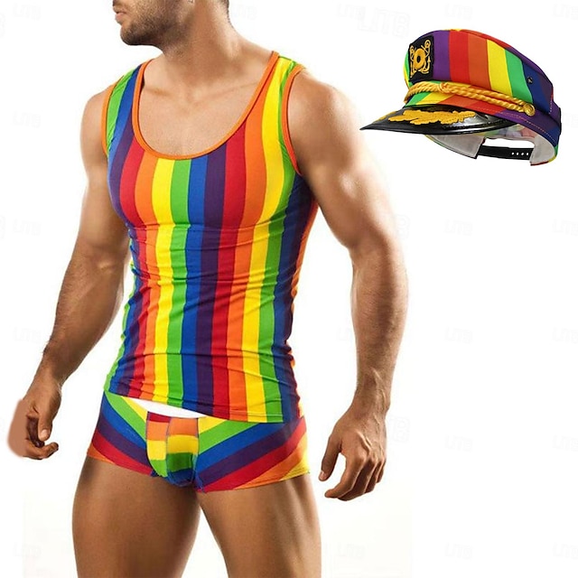  LGBT LGBTQ קשת תחפושת קרנבל כובעים פיג'מות הומו בגדי ריקוד גברים מבוגרים מצעד הגאווה חודש הגאווה קרנבל נשף מסכות תחפושת קלה לקרנבל