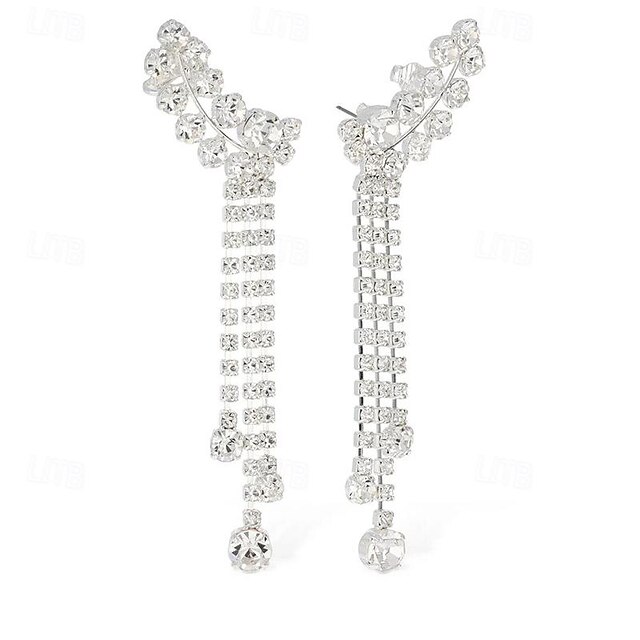  Dámské Náušnice - Kruhy Třásně Drahocenný Elegantní Módní Umělé diamanty Náušnice Šperky Stříbrná Pro Svatební Párty 1 pár