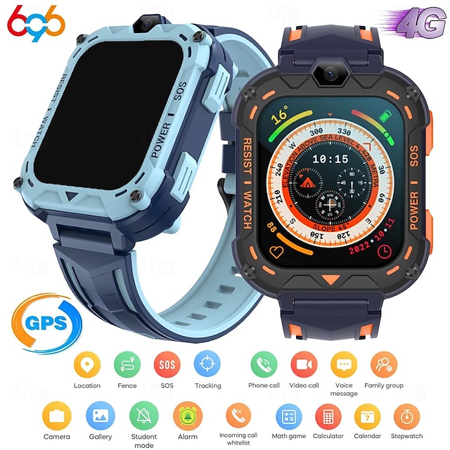  696 K39H Reloj inteligente 1.83 pulgada niños Smartwatch teléfono Bluetooth Podómetro Compatible con Android iOS niños GPS Llamadas con Manos Libres Cámara IP 67 Caja de reloj de 46 mm