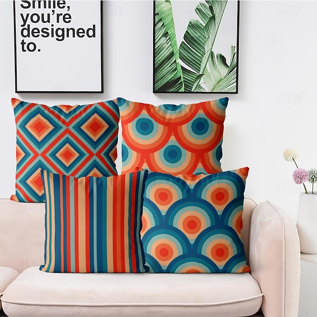  geometrinen koristeellinen toss tyynynpäällinen 4kpl pehmeä neliömäinen tyynyliina tyynyliina makuuhuoneeseen olohuoneen sohva sohvatuoli