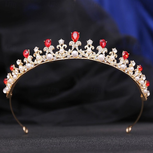 Tiaras de la corona Diademas Tocados Perla Artificial Brillante Boda cóctel Elegante Lujo Con Pedrería Perlado Artificial Celada Sombreros