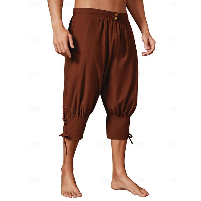  Medieval Renacimiento siglo 17 Pantalones pantalones piratas Pirata Vikingo Cruzado Correa Color sólido Hombre Pirata Fantasía Víspera de Todos los Santos Mascarada Víspera de Todos los Santos LARP