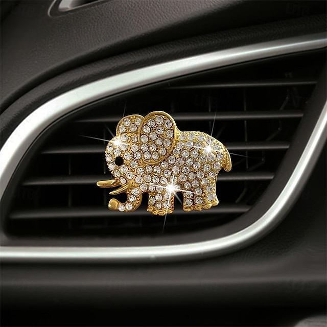  Rhinestone Elephant Shaped Car Perfume Air Outlet Aromatherapy ClipFull Of Artificial Diamond