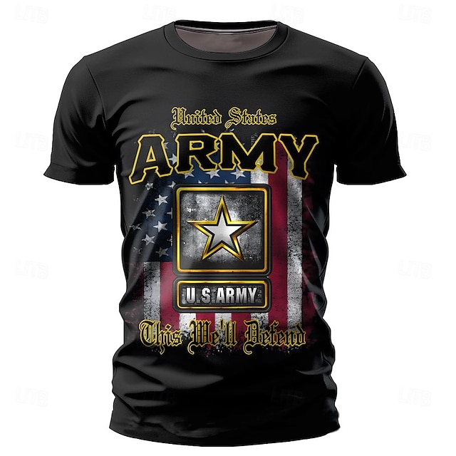  Bandiera americana Veterani Stile di strada Per uomo Stampa 3D maglietta Feste Compleanno Strada Giorno dell'indipendenza americana maglietta Nero Manica corta Girocollo Camicia Estate Primavera