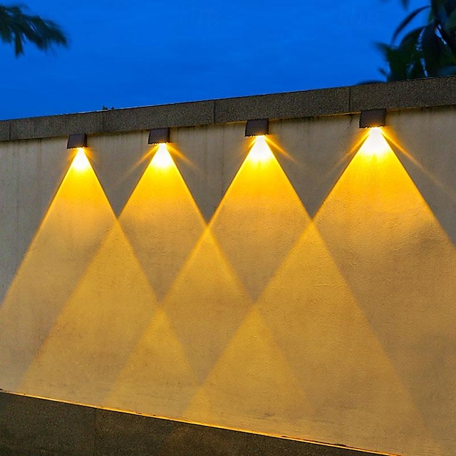  luz solar led de parede ao ar livre à prova d'água luz de jardim jardim villa cerca de parede varanda varanda decoração luz de lavagem de parede atmosfera lâmpada de paisagem 1/2/4 unidades