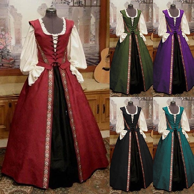  Lady Outlander Plus Size Retro Vintage Medieval Cocktail Dress Vintage Dress Dress Blouse / Shirt Masquerade Prom Dress Women's Adults' Costume Vintage Cosplay Party Halloween Long Sleeve Blouse / #