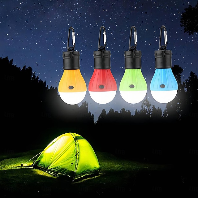  4pcs Camping Lanterns Portable LED Outdoor Waterproof Tent Lights 50LM Waterproof Camping for Backpacking Hiking Fishing Emergency Hanging Light Lightweight