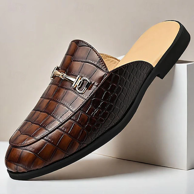 Men's Clogs & Mules PU Leather Comfortable Slip Resistant Loafer Black Brown 10