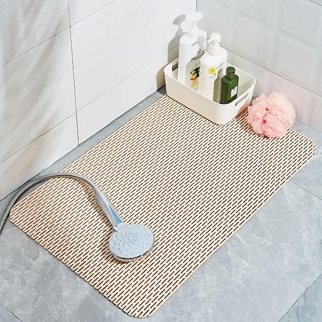  tapis de douche avec trou de drainage - tapis de baignoire antidérapant pour salle de bain, anti-moisissure, séchage rapide, confortable et sûr pour les enfants et les personnes âgées