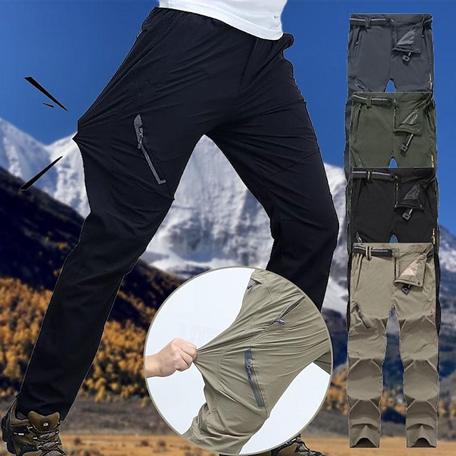  Men's Hunting Pants Hiking Pants Outdoor Pants Zipper Pocket With Belt Plain Waterproof UV Protection Outdoor Daily Streetwear Sports Fashion Black Army Green