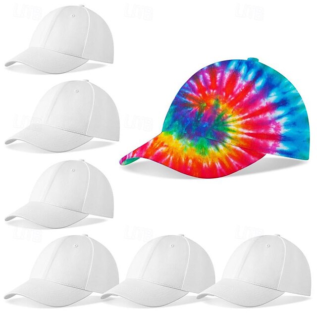  șapcă de baseball albă din bumbac este folosită pentru vopsirea cravatelor articole de set de vopsit cravată stil neutru șapcă de baseball reglabilă de culoare solidă potrivită pentru grupuri mari de