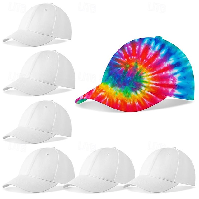  șapcă de baseball albă din bumbac este folosită pentru vopsirea cravatelor articole de set de vopsit cravată stil neutru șapcă de baseball reglabilă de culoare solidă potrivită pentru grupuri mari de
