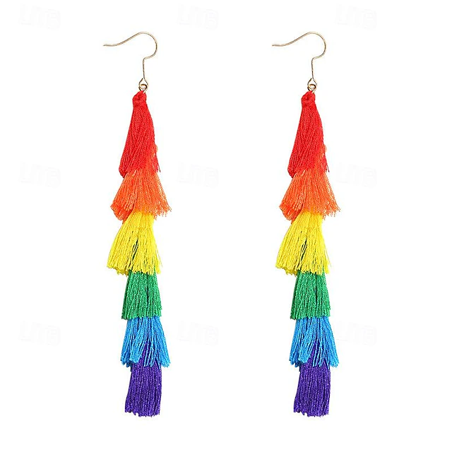 Rainbow Halloween Earrings LGBT LGBTQ Gay Lesbian Adults' Women's Masquerade Pride Parade Pride Month Easy Halloween Costumes Dress Up 8