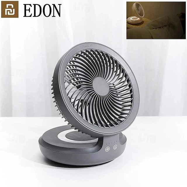  edon e808 bezdrátový závěsný ventilátor pro cirkulaci vzduchu usb dobíjecí skládací elektrický ventilátor noční světlo dotykové ovládání 4 rychlosti