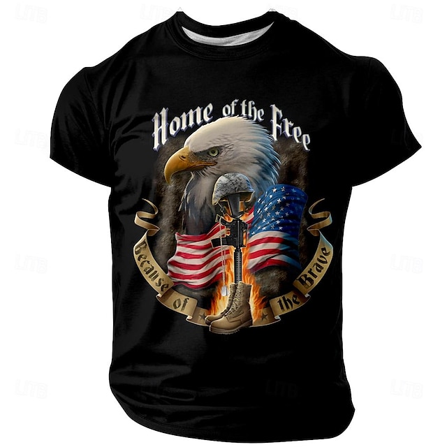  Bandiera americana Stile di strada Per uomo Stampa 3D maglietta Feste Compleanno Strada Giorno dell'indipendenza americana maglietta Nero Manica corta Girocollo Camicia Estate Primavera Abbigliamento