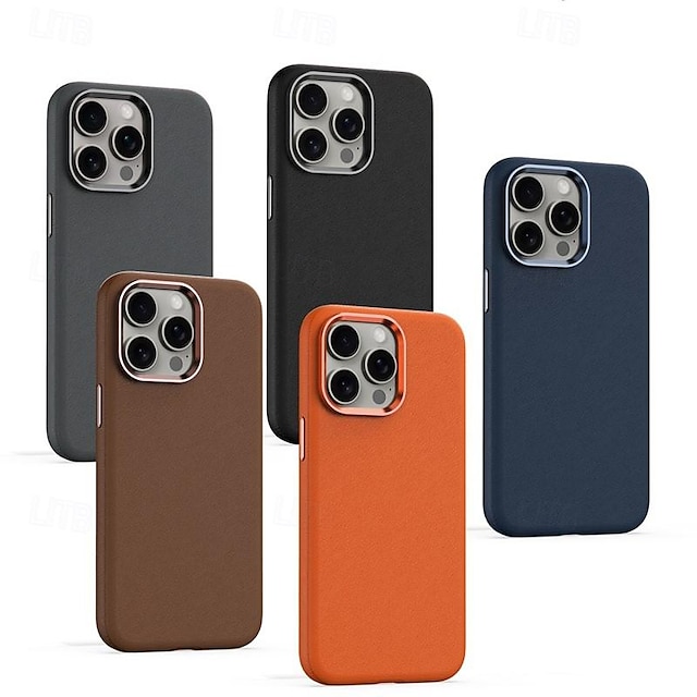  téléphone Coque Pour iPhone 15 Pro Max Plus iPhone 14 13 12 Pro Max Plus Coque Arriere Avec Magsafe Prise en charge de la charge sans fil Antichoc Rétro TPU faux cuir