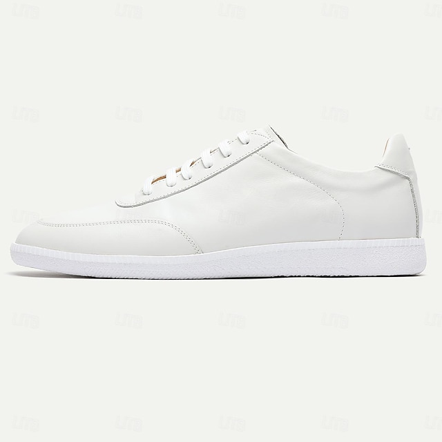  Pánské Tenisky Bílé boty Prémiová kůže Pohodlné Protiskluzové Šněrování Bílá