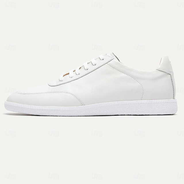 Men's Premium White Cowhide Leather Sneakers - Elegant, Durable Fashion Footwear 10
