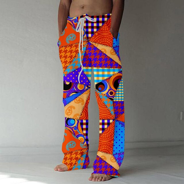 Men's Pants Trousers Graphic Outdoor Holiday Hawaiian Red Inelastic4