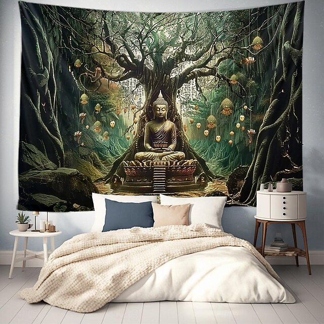 Boho Buddha Tree of Life Hanging Tapestry Wall Art Large Tapestry Mural Decor Photograph Backdrop Blanket Curtain Home Bedroom Living Room Decoration 24