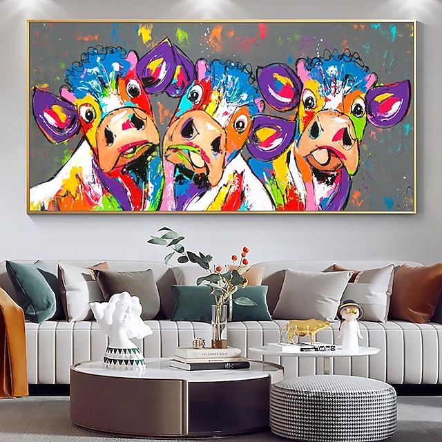 Mintura Handmade Abstract Cow Aniamls Oil Paintings On Canvas Wall Art ...