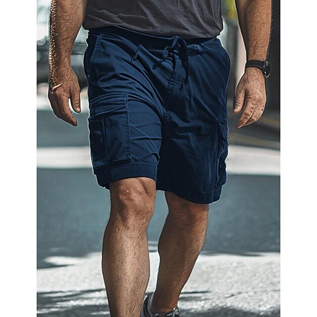  Herre Cargoshorts Shorts Bermudashorts Snorer Multi lomme عادي Utendørs Sport Knelengde utendørs Daglig Mote Gatemote Tynn Svart Navyblå Mikroelastisk