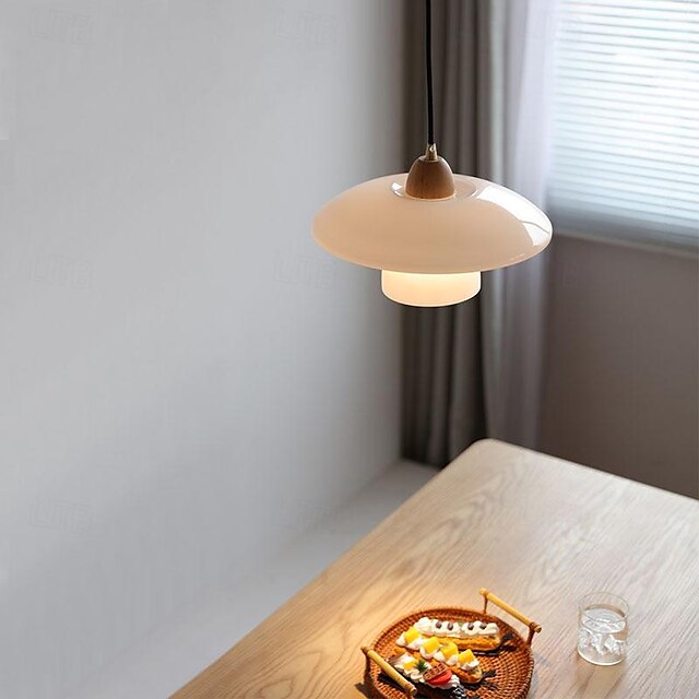  Lámpara colgante LED isla de cocina lámpara colgante 1 luz 28 cm diseño único vidrio madera acabados pintados estilo nórdico moderno dormitorio comedor 110-240v