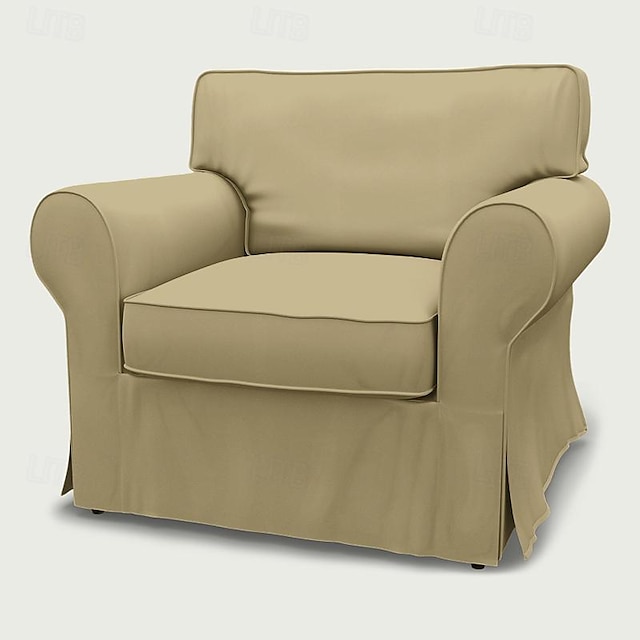  Ektorp 1-Sitzer-Sesselbezug aus Baumwolltwill, normale Passform, mit Paspelierung, maschinenwaschbar, IKEA Ektorp-Serie