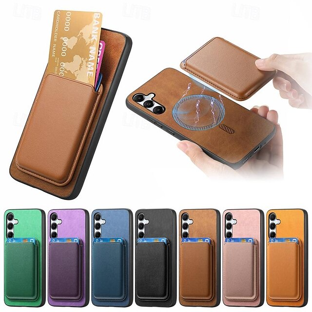  Phone Case For Samsung Galaxy S24 Ultra Plus S23 Ultra Plus A55 A35 A25 A15 5G A54 A34 A14 Magnetic Adsorption Magnetic Support Wireless Charging Card Slot TPU PC PU Leather