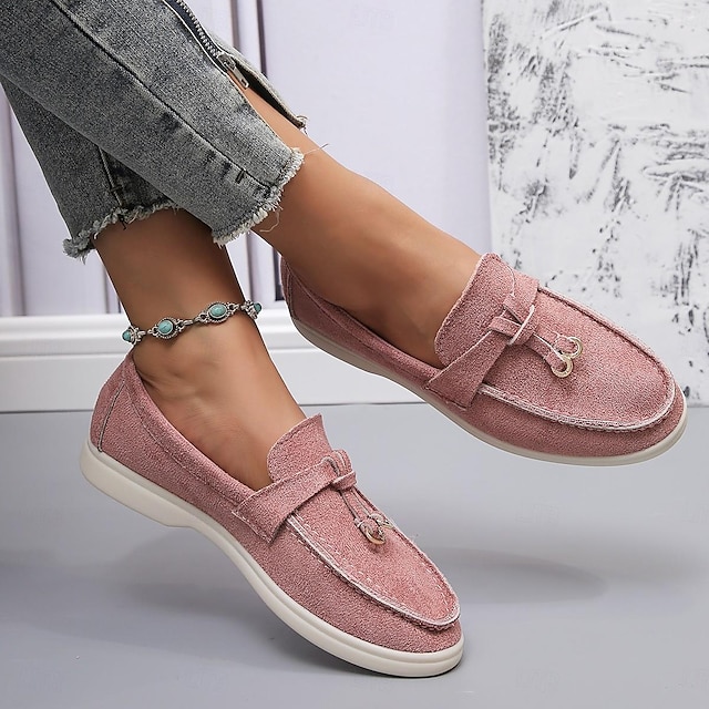  Women's Loafers Platform Loafers Outdoor Flat Heel Round Toe Vintage Walking Canvas Loafer Yellow Pink Orange