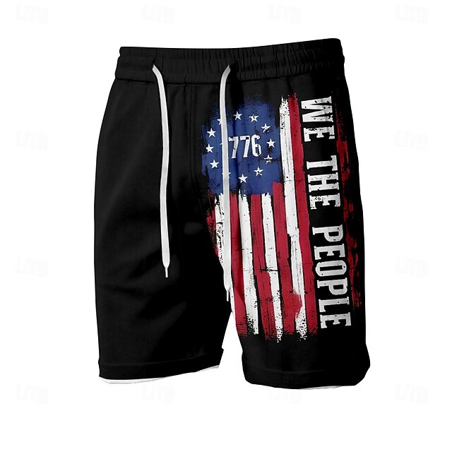Men's Flag Letter American Flag Swim Trunks Swim Shorts Board Shorts Mid Waist Fashion Streetwear Designer Casual Daily Holiday Pocket Drawstring Elastic Waist Designer Clothing Apparel4
