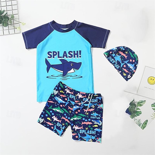 Conjunto de natación Little Gator Adventure para niños: pantalones cortos con protección UV de secado rápido & tops, adorable estampado de cocodrilo, perfecto para vacaciones en la playa