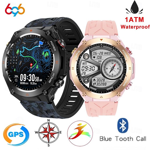  696 KC82 Montre intelligente 1.45 pouce Smartwatch Montre Connectée Bluetooth ECG + PPG Podomètre Rappel d'Appel Compatible avec Android iOS Femme Hommes Mode Mains-Libres Rappel de Message IP 67