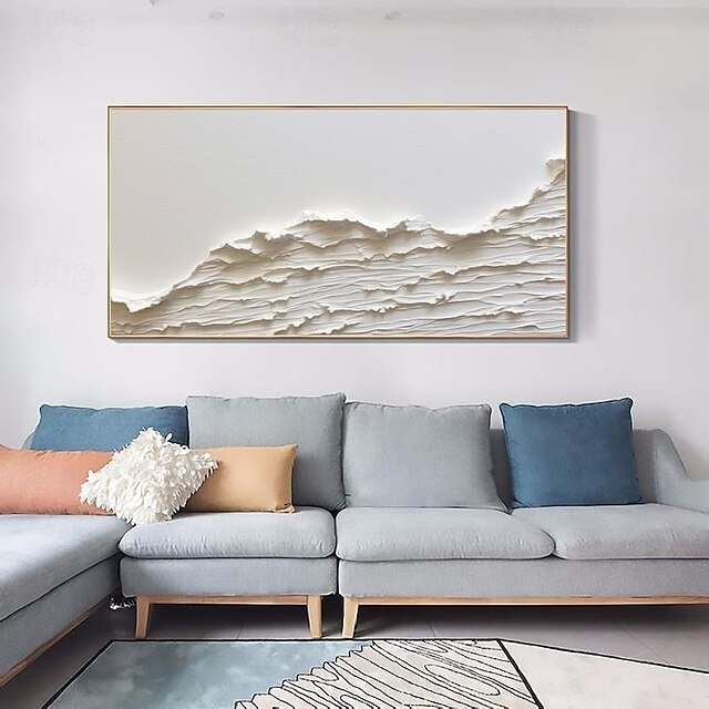 Oversized Seaswaves white Textured Painting handmade Clouds Abstract ...