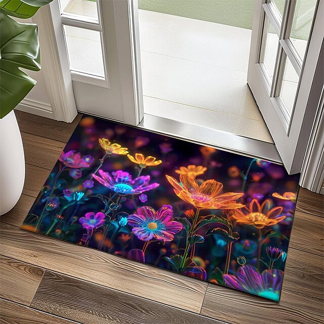  dunkle Blumen Fußmatte Küchenmatte Bodenmatte rutschfeste Flächenteppich ölbeständiger Teppich Indoor Outdoor Matte Schlafzimmer Dekor Badezimmermatte Eingangsteppich