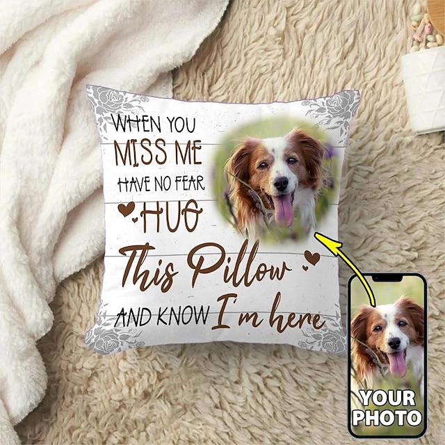  Custom Pillow Cover Pet Photo Memorial Throw Pillow Sympathy Gift Personalized Memorial Gifts