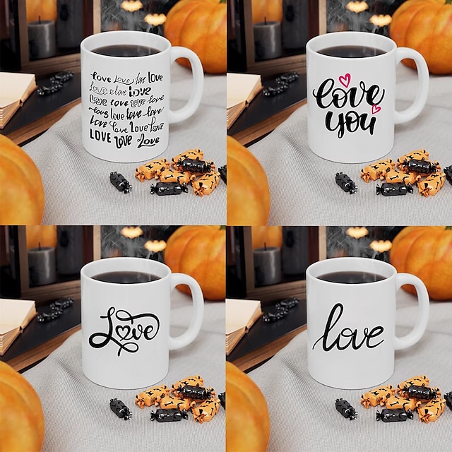  1pc romantische liefde serie brief koffiekopje nieuwigheid kopje liefde je paar cup 11 oz keramische kop keramische kop familiefeest cadeau