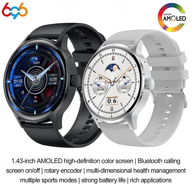  696 HK30 Inteligentny zegarek 1.43 in Inteligentny zegarek Bluetooth EKG + PPG Krokomierz Powiadamianie o połączeniu telefonicznym Kompatybilny z Android iOS Damskie Męskie Odbieranie bez użycia rąk