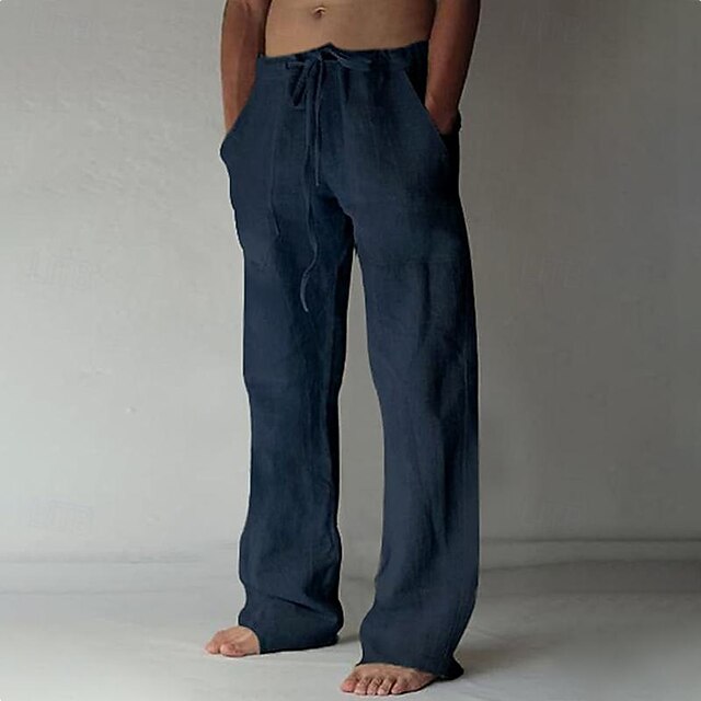 Men's Relaxed Fit Linen Pants | with Drawstring and Pockets
