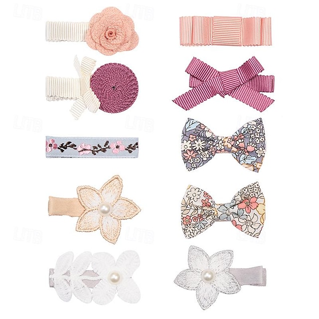  10PCS Fully Lined Baby Barrettes for Fine Hair 1.7 Inch Tiny Toddlers Girls Hair Bow Clips Accessory