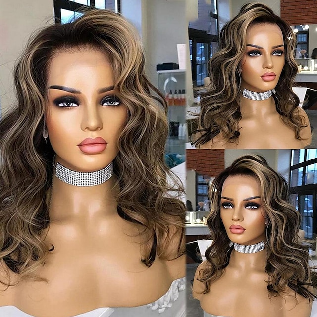  Remy Human Hair 13x4 Lace Front Wig Side Part Brazilian Hair Loose Wave Multi-color Wig 130% 150% Density Highlighted / Balayage Hair 100% Virgin Pre-Plucked For Women Long Human Hair Lace Wig