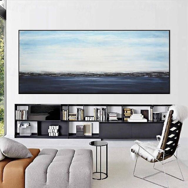  grand art mural fait à la main peinture abstraite de mer peint à la main extra grand art mural peinture de mer fait à la main peinture de paysage bleu sur toile peinture moderne abstraite bleue pour